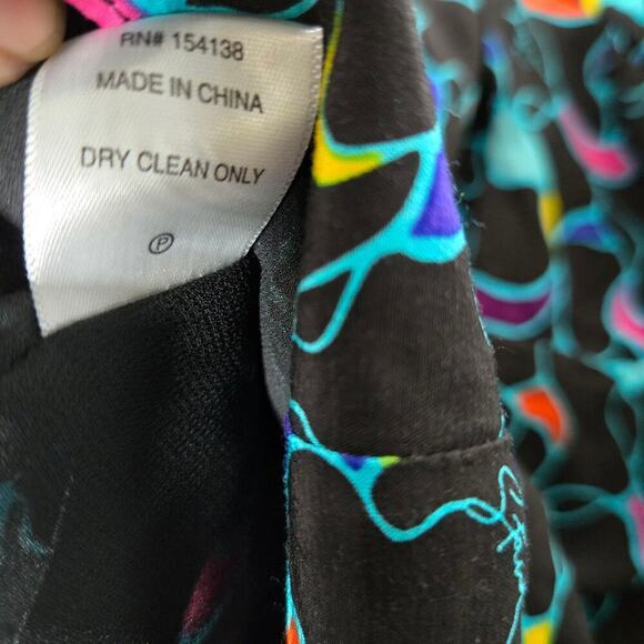 STAUD Women Multicolor Abstract Print Blouse Size 4 Sweetheart Neckline Keyhole - Picture 10 of 12